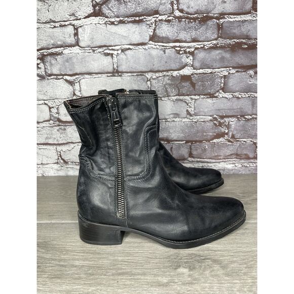 Alberto Fermani Black Leather Double Sided Zipper Heel Boots Women Sz 36.5EU/6M - Picture 14 of 16